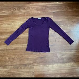 Eggplant colored Michael Stars thermal knit long sleeved t-shirt